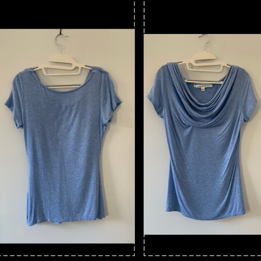 Blue Cowl Neck Tee Shrt